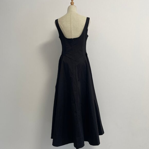 NWOT BEST Helsa Stretch Cotton Sateen Midi Dress - True Black Cocktail Party - Picture 8 of 11